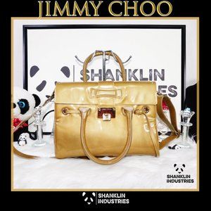 🤍🐼JIMMY CHOO🐼🤍 Patent Leather Champagne Shoulder Bag